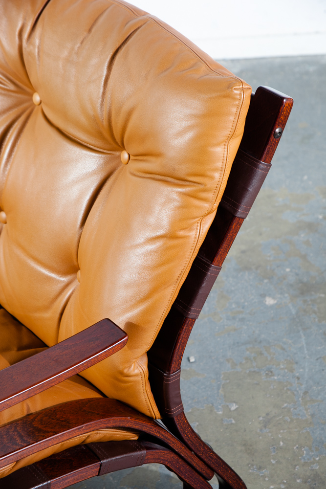 Mid Century Danish Modern Lounge Chair Leather Tan Ottoman S Christian Denmark - Image 11