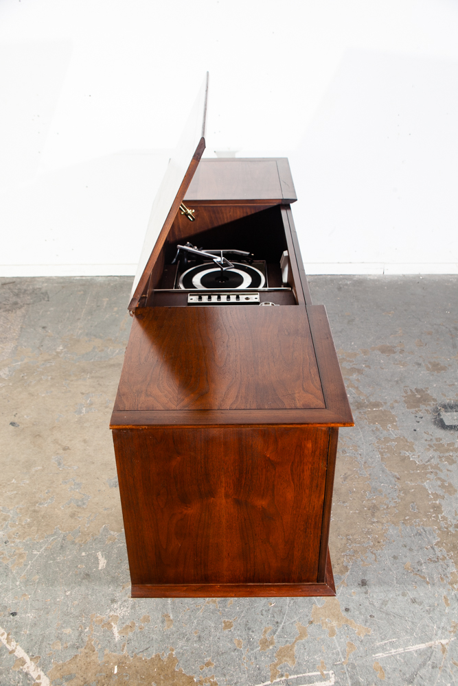 Mid Century Modern Stereo Console Record Player Silvertone Serviced Hifi Radio - Image 4