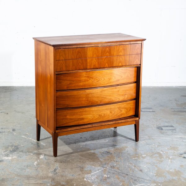 Mid Century Modern Highboy Dresser Walnut LA Period furniture 5 Drawer Chest Mcm - Image 7