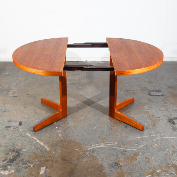 Mid Century Danish Modern Dining table Teak Round Expanding Kitchen Denmark Leaf - Image 10