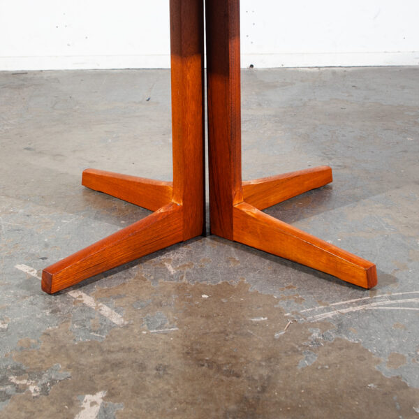 Mid Century Danish Modern Dining table Teak Round Expanding Kitchen Denmark Leaf - Image 7