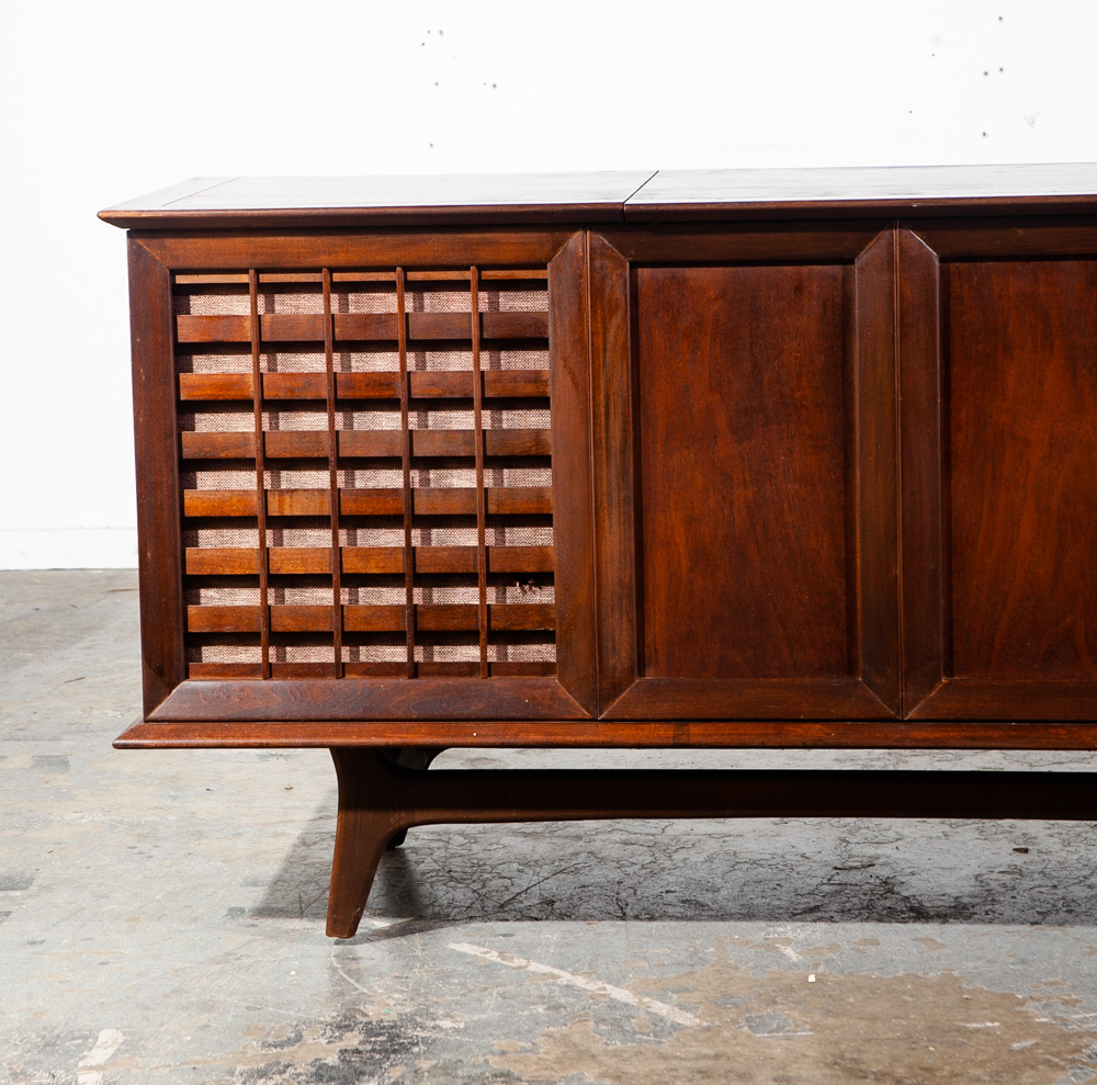 Mid Century Modern Stereo Console Record Player Silvertone Serviced Hifi Radio - Image 10