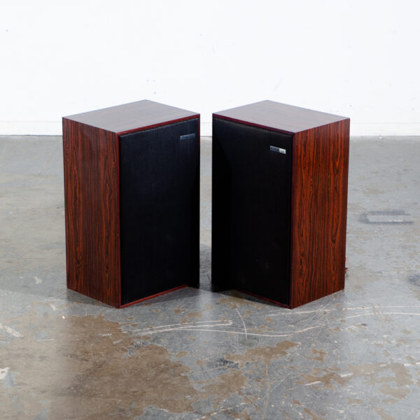 Mid Century Danish Modern Speakers Set 3435 Ferguson Thorns Brazilian Rosewood