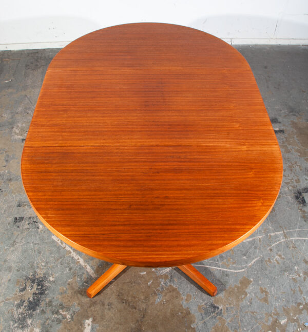 Mid Century Danish Modern Dining table Teak Round Expanding Kitchen Denmark Leaf - Image 4