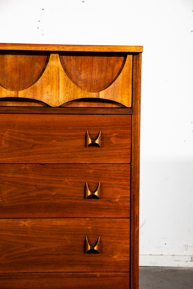 Mid Century Modern Dresser Highboy Broyhill Brasilia 5 Drawer Restored Danish NM - Image 6