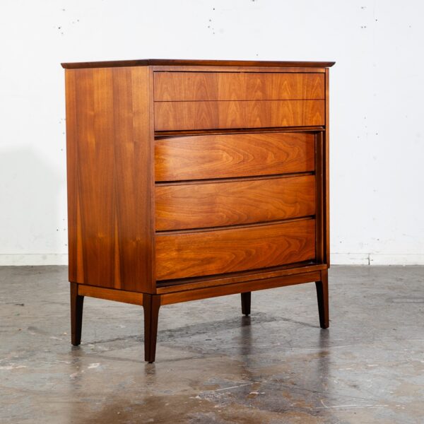 Mid Century Modern Highboy Dresser Walnut LA Period furniture 5 Drawer Chest Mcm
