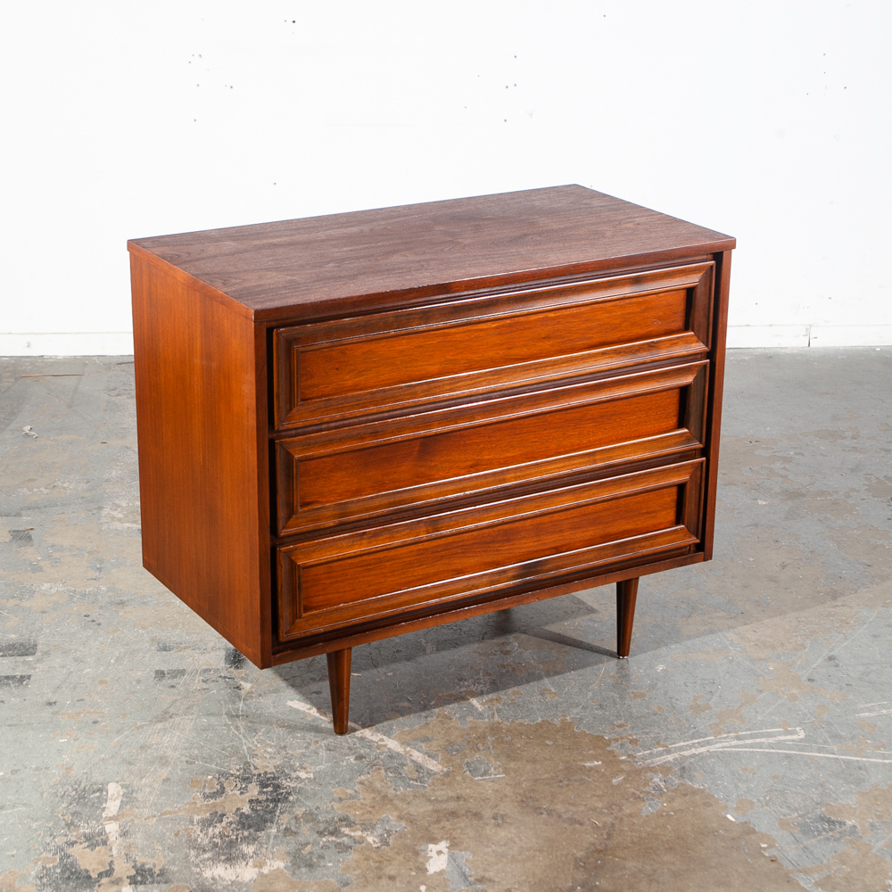 Mid Century Modern Chest of Drawers Dresser Walnut 3 Drawer American Vintage