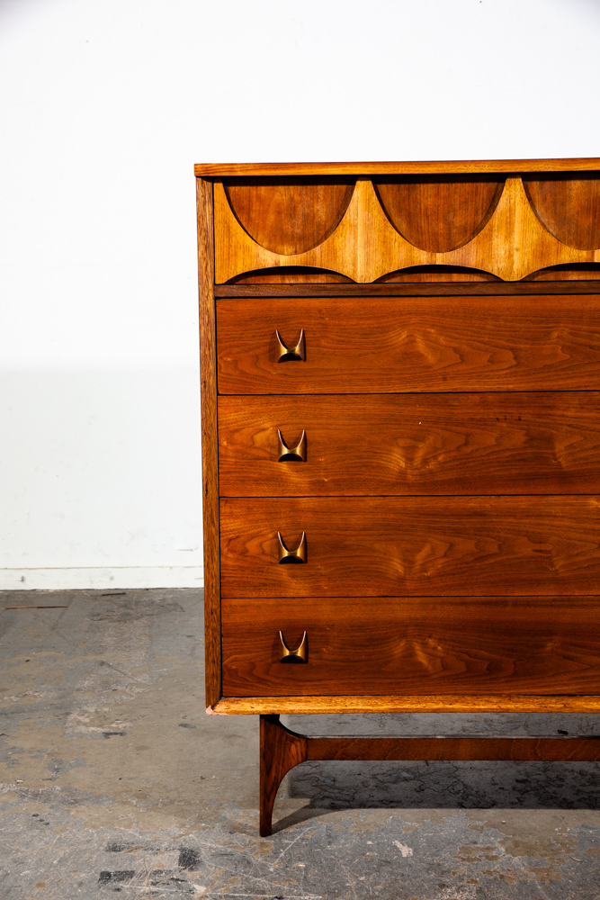 Mid Century Modern Dresser Highboy Broyhill Brasilia 5 Drawer Restored Danish NM - Image 5