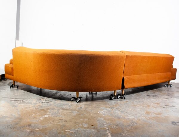 Mid Century Modern Sectional Sofa Couch L shape Curved Daybed Burnt Orange Mcm - Image 4