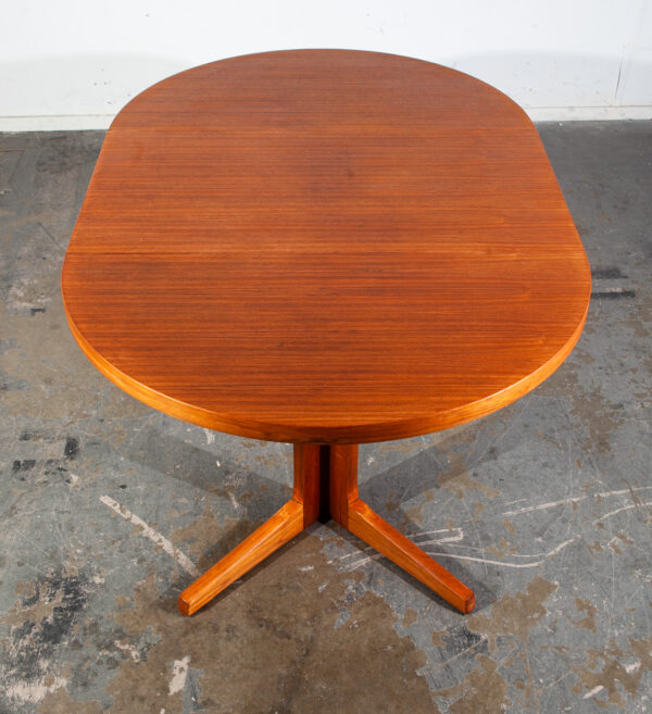 Mid Century Danish Modern Dining table Teak Round Expanding Kitchen Denmark Leaf - Image 5