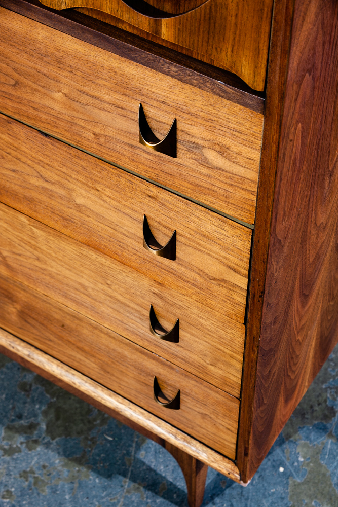 Mid Century Modern Dresser Highboy Broyhill Brasilia 5 Drawer Restored Danish NM - Image 8