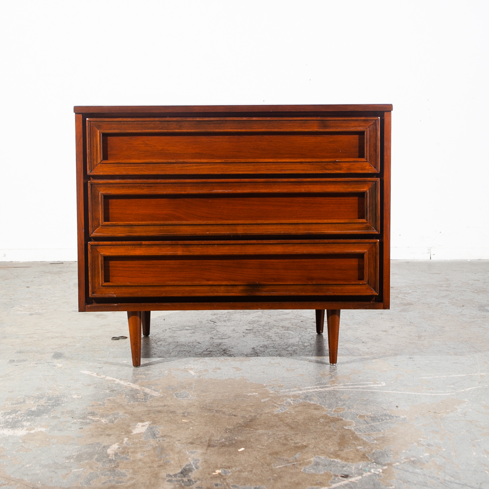 Mid Century Modern Chest of Drawers Dresser Walnut 3 Drawer American Vintage - Image 2