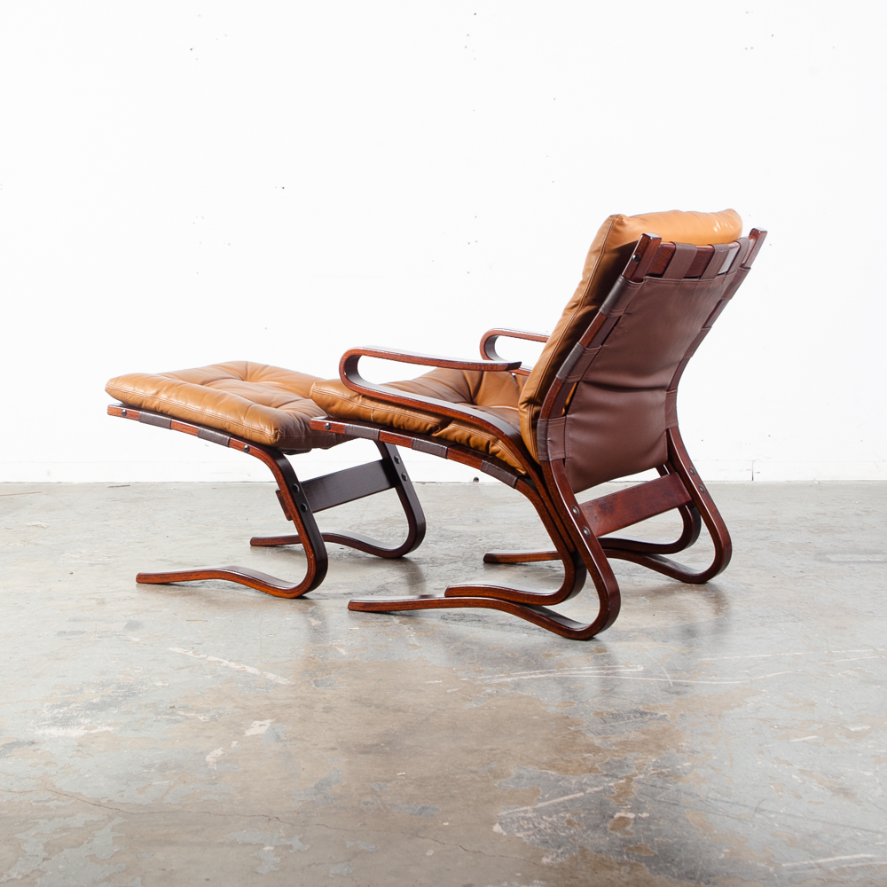 Mid Century Danish Modern Lounge Chair Leather Tan Ottoman S Christian Denmark - Image 3