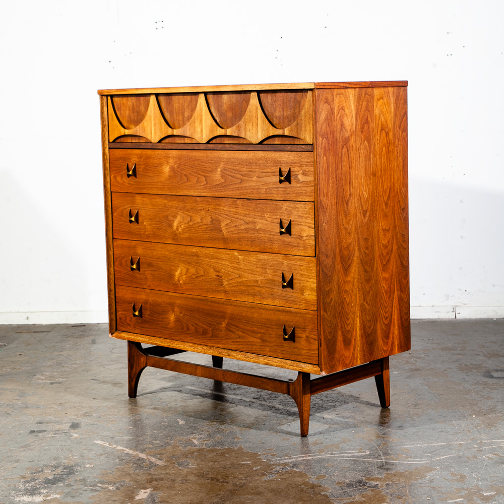 Mid Century Modern Dresser Highboy Broyhill Brasilia 5 Drawer Restored Danish NM