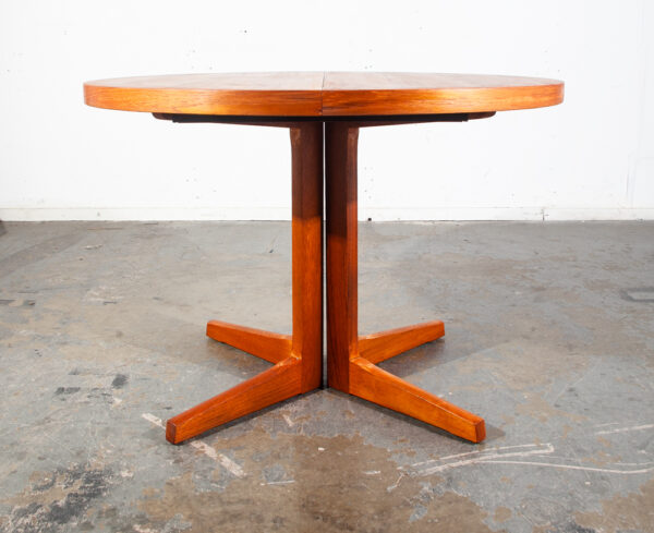 Mid Century Danish Modern Dining table Teak Round Expanding Kitchen Denmark Leaf - Image 6