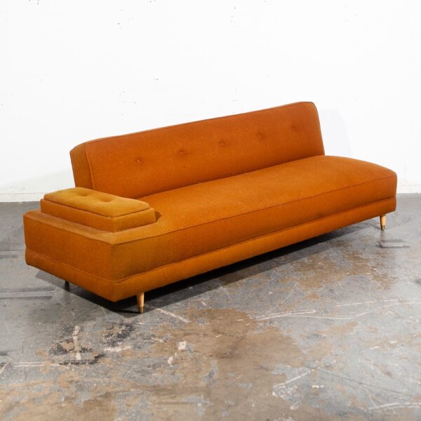 Mid Century Modern Sectional Sofa Couch L shape Curved Daybed Burnt Orange Mcm - Image 6