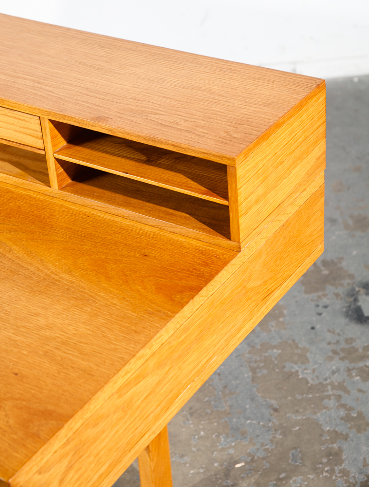 Mid Century Danish Modern Desk Executive Flip Top Nielsen Dixie Scova Oak Wood - Image 12