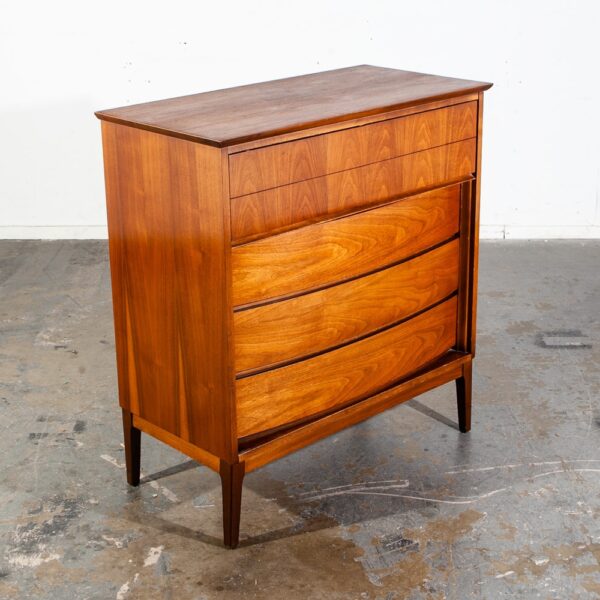 Mid Century Modern Highboy Dresser Walnut LA Period furniture 5 Drawer Chest Mcm - Image 3