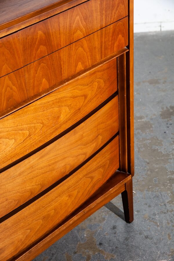 Mid Century Modern Highboy Dresser Walnut LA Period furniture 5 Drawer Chest Mcm - Image 10