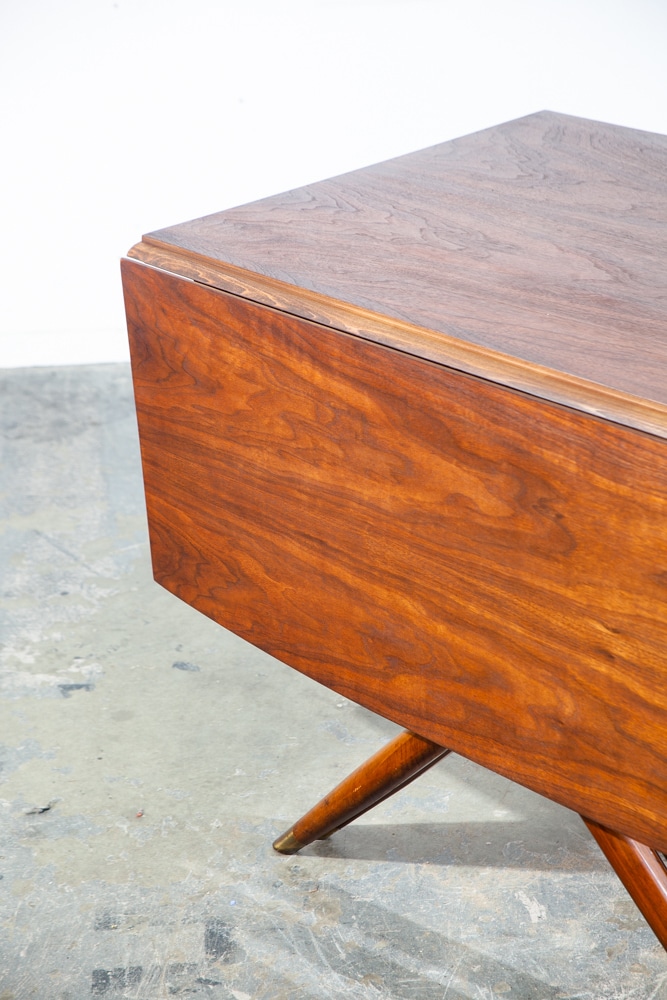 Mid Century Modern Dining Table Drop Leaf Craddock Danish Walnut Restored - Image 12