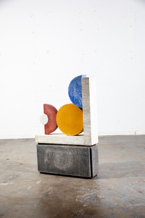 Mid Century Modern Sculpture Original Art Abstract Blue White Red Circles - Image 3
