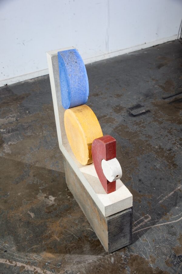 Mid Century Modern Sculpture Original Art Abstract Blue White Red Circles - Image 12