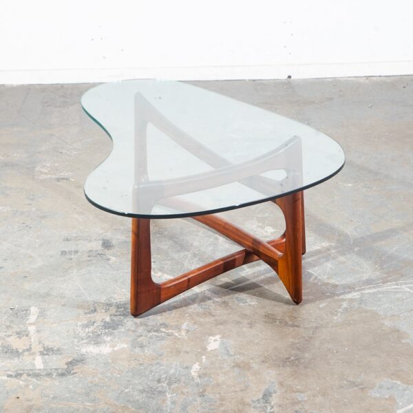 Mid Century Modern Coffee Table Glass Adrian Pearsall Kidney Walnut Vintage Mcm - Image 4