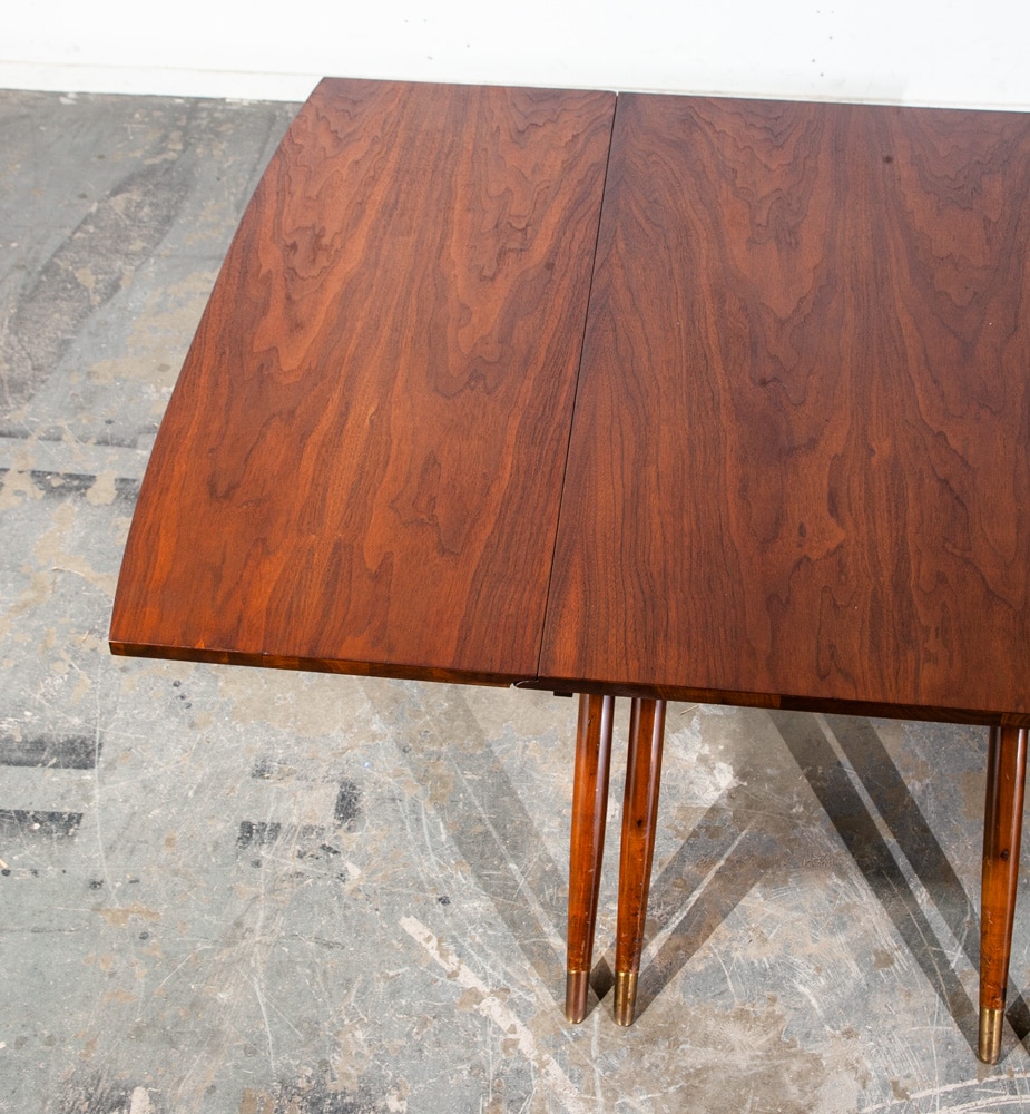 Mid Century Modern Dining Table Drop Leaf Craddock Danish Walnut Restored - Image 11