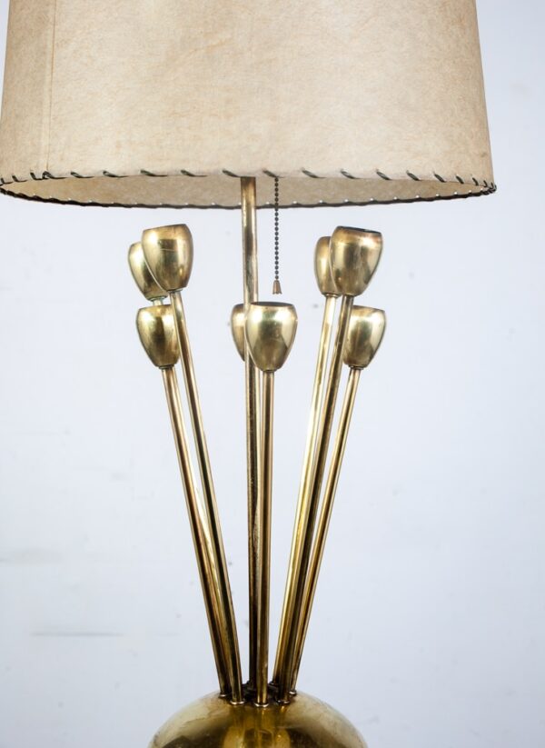 Mid Century Modern Table Lamp Sputnik Atomic Brass Solid Metal Light Shade Gold - Image 7