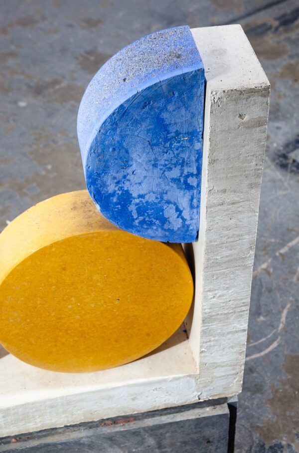 Mid Century Modern Sculpture Original Art Abstract Blue White Red Circles - Image 8