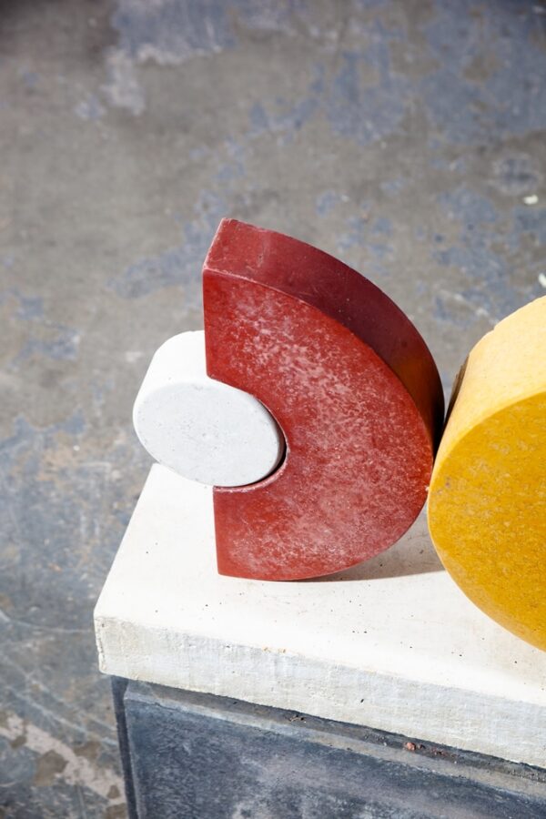 Mid Century Modern Sculpture Original Art Abstract Blue White Red Circles - Image 7