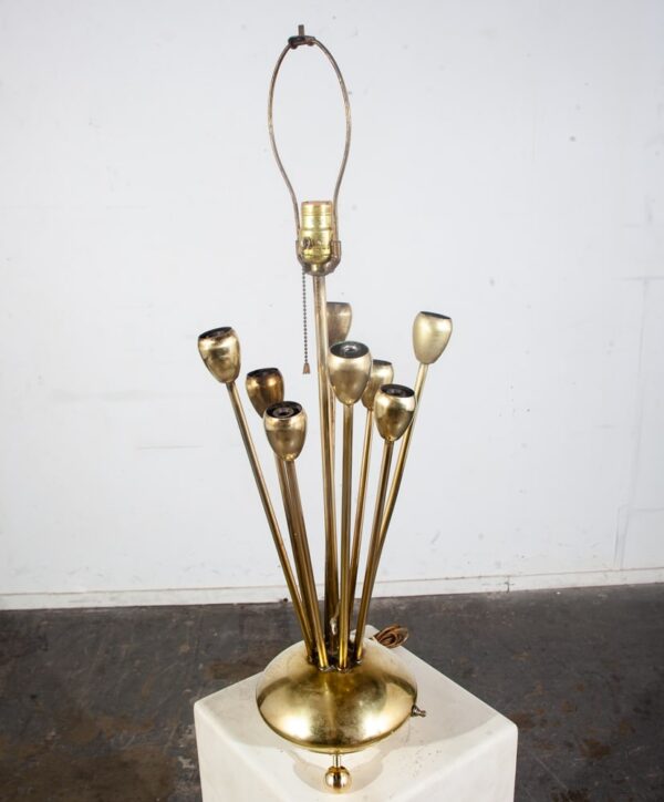 Mid Century Modern Table Lamp Sputnik Atomic Brass Solid Metal Light Shade Gold - Image 3