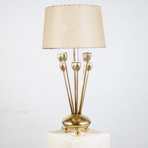 Mid Century Modern Table Lamp Sputnik Atomic Brass Solid Metal Light Shade Gold