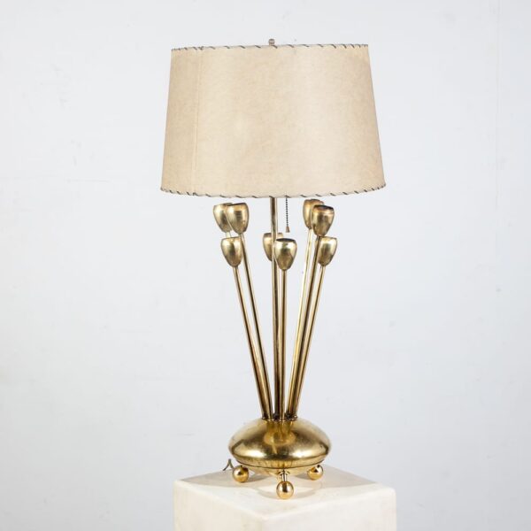 Mid Century Modern Table Lamp Sputnik Atomic Brass Solid Metal Light Shade Gold - Image 4