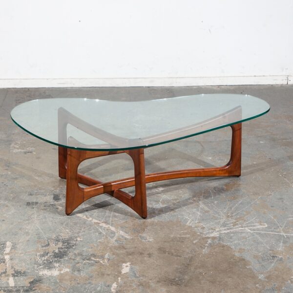 Mid Century Modern Coffee Table Glass Adrian Pearsall Kidney Walnut Vintage Mcm - Image 3