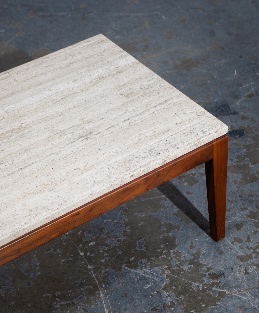 Mid Century Modern Coffee Table Surfboard Italian White Marble Walnut Wood Mcm - Image 8