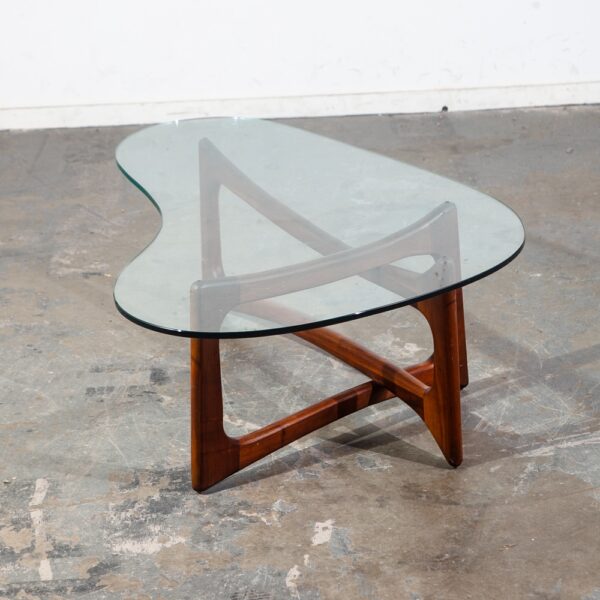 Mid Century Modern Coffee Table Glass Adrian Pearsall Kidney Walnut Vintage Mcm - Image 2