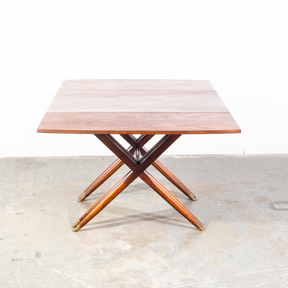 Mid Century Modern Dining Table Drop Leaf Craddock Danish Walnut Restored - Image 5