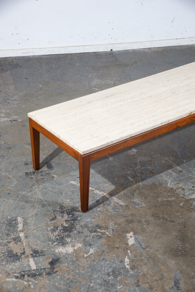 Mid Century Modern Coffee Table Surfboard Italian White Marble Walnut Wood Mcm - Image 10