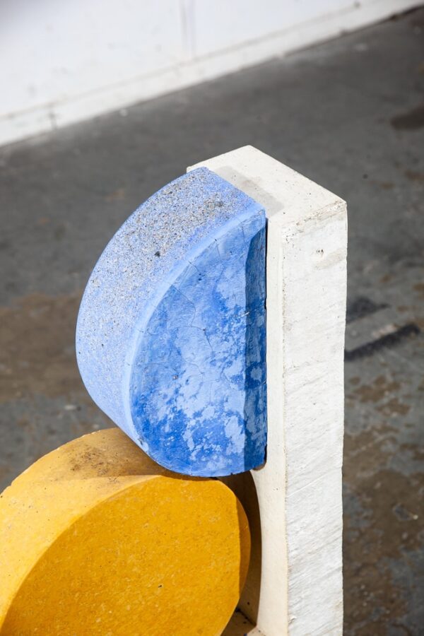 Mid Century Modern Sculpture Original Art Abstract Blue White Red Circles - Image 11