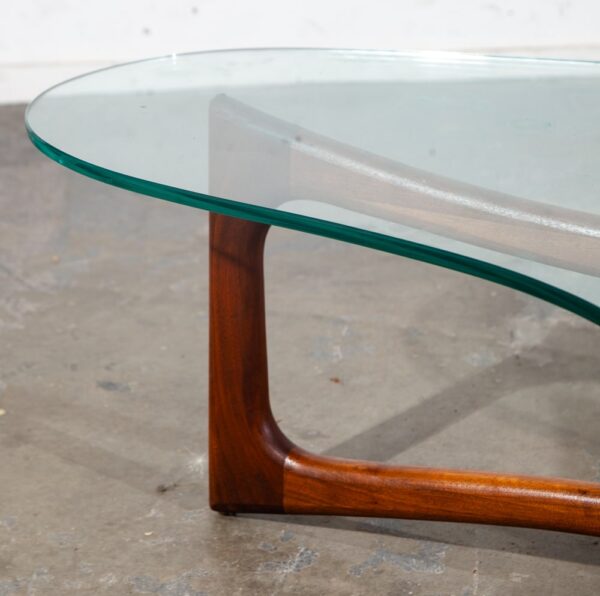 Mid Century Modern Coffee Table Glass Adrian Pearsall Kidney Walnut Vintage Mcm - Image 10