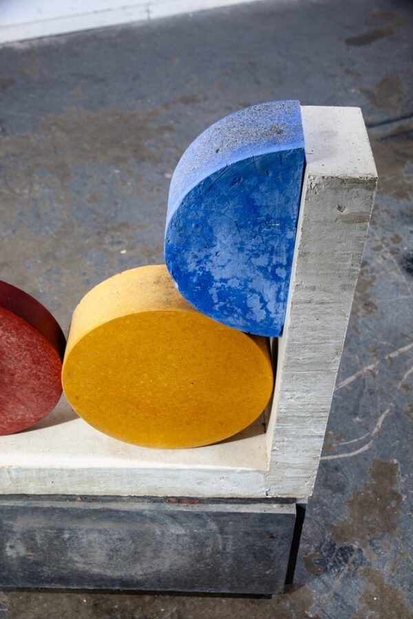 Mid Century Modern Sculpture Original Art Abstract Blue White Red Circles - Image 10