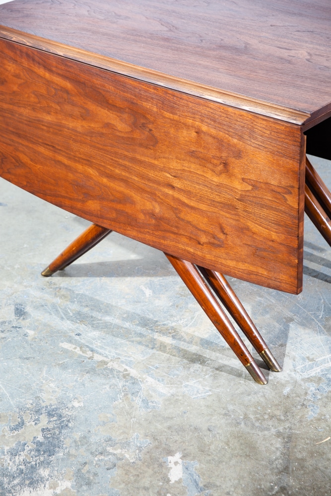 Mid Century Modern Dining Table Drop Leaf Craddock Danish Walnut Restored - Image 9