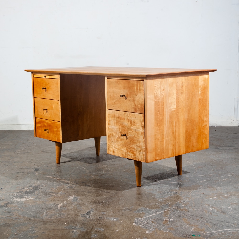 Mid Century Modern Desk Executive Office Paul Mccobb Planner Group Restored Mcm Blonde Solid Maple Danish - Image 3