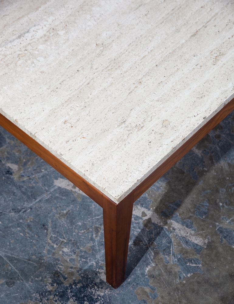 Mid Century Modern Coffee Table Surfboard Italian White Marble Walnut Wood Mcm - Image 9