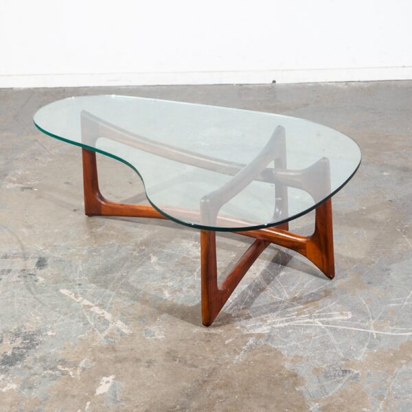 Mid Century Modern Coffee Table Glass Adrian Pearsall Kidney Walnut Vintage Mcm