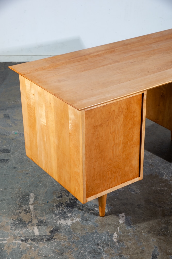 Mid Century Modern Desk Executive Office Paul Mccobb Planner Group Restored Mcm Blonde Solid Maple Danish - Image 12