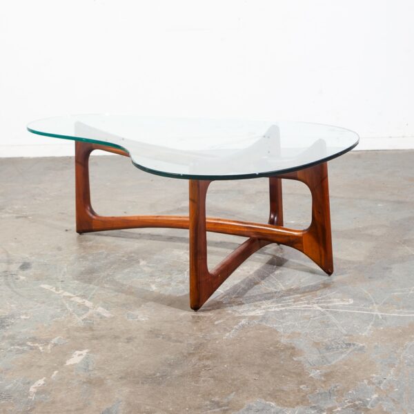 Mid Century Modern Coffee Table Glass Adrian Pearsall Kidney Walnut Vintage Mcm - Image 5