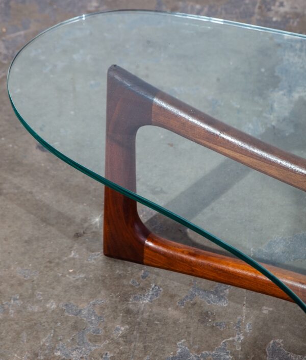 Mid Century Modern Coffee Table Glass Adrian Pearsall Kidney Walnut Vintage Mcm - Image 6