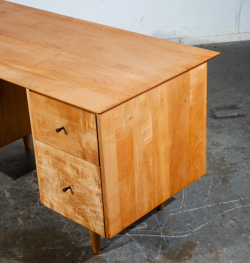 Mid Century Modern Desk Executive Office Paul Mccobb Planner Group Restored Mcm Blonde Solid Maple Danish - Image 9